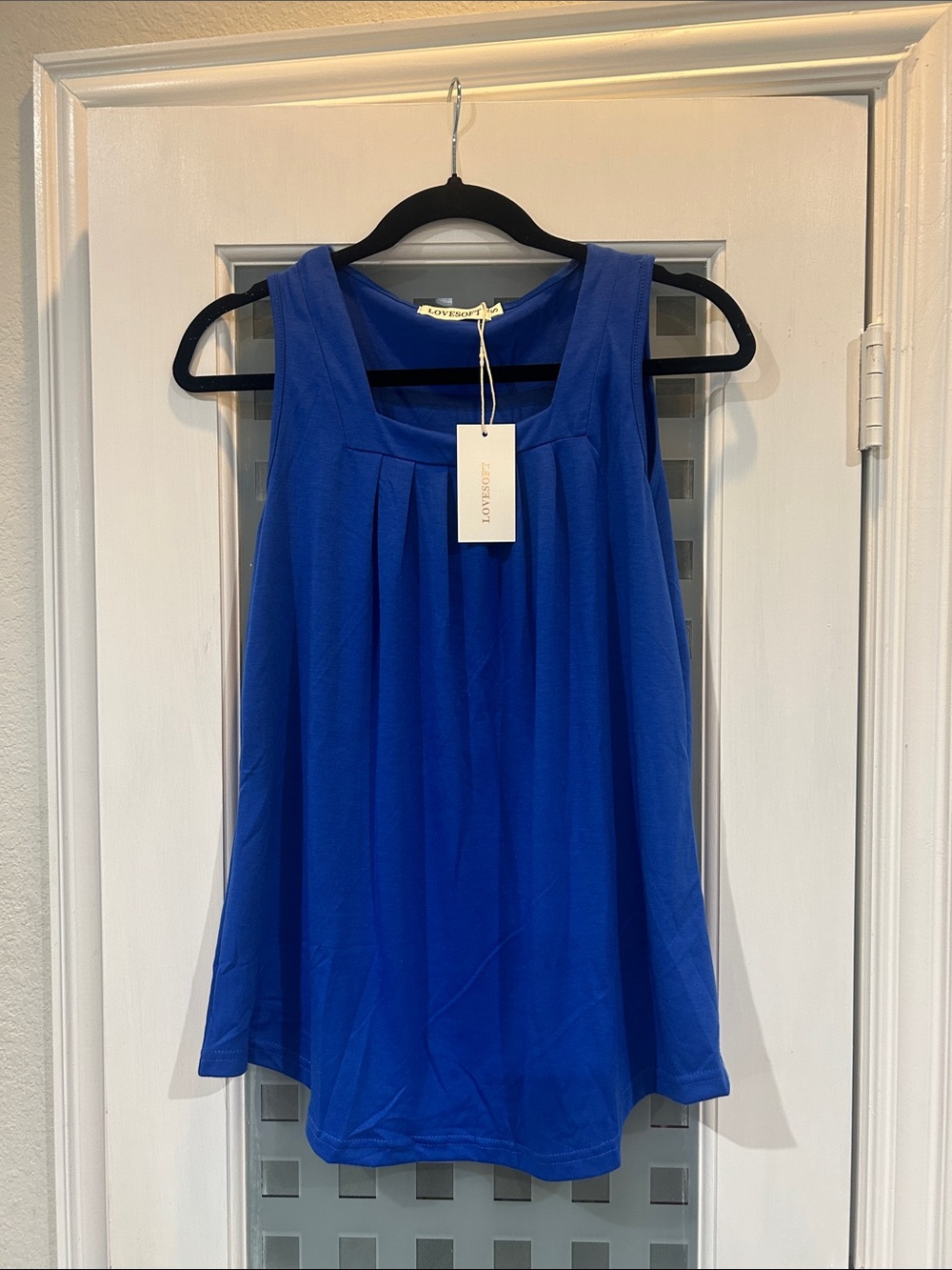 Lovesoft Royal Blue Sleeveless Pleated Tank Top